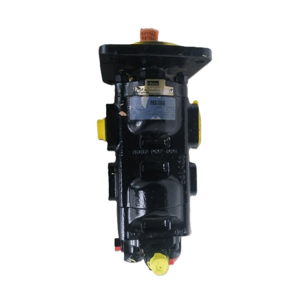 Genuine Case Construction 47407685 Hydraulic Double Tandem Gear Pump with Priority Valve manufactured by Parker Hannifin OEM 7029121157 for Case 770 EX Backhoe Loader with FPT BS3 S8000 Engine.