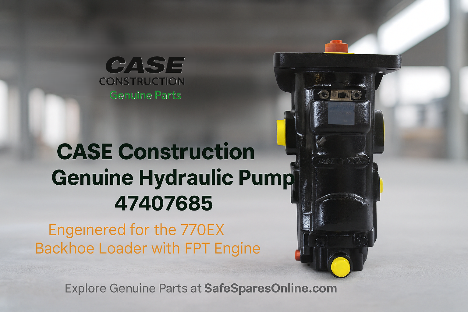 Case Construction Genuine 47407685 Hydraulic Double Tandem Gear Pump with Priority Valve – Parker OEM 7029121157 for Case 770 EX Backhoe Loader with FPT BS3 Engine S8000