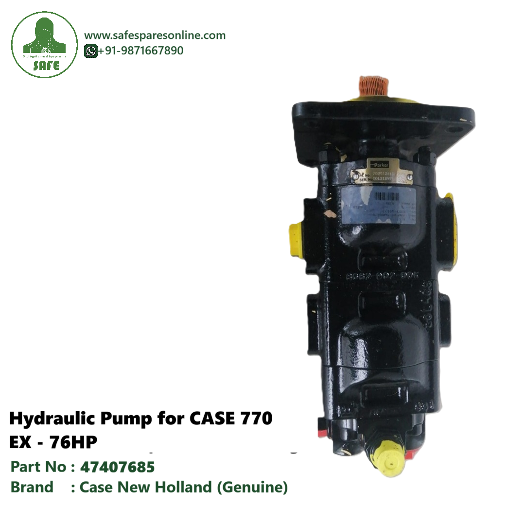 Case Construction Genuine 47407685 Hydraulic Double Tandem Gear Pump with Priority Valve – Parker OEM 7029121157 for Case 770 EX Backhoe Loader with FPT BS3 Engine S8000